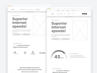 Wireframes for a Web design project