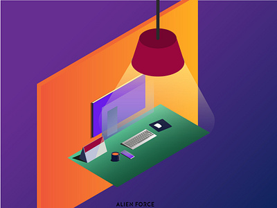 work desk design illustration isometric design vector web website