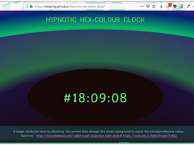 Hypnotic Hex Colour Clock Screenshot animation css3 html5 javascript