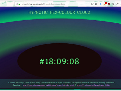 Hypnotic Hex Colour Clock Screenshot