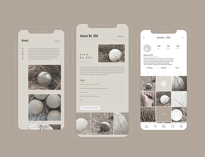 Atom concrete sphere_UI art brand identity graphic design minimalistic natural pastel color ui