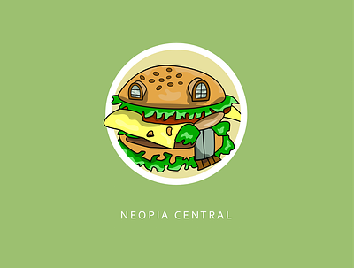 Worlds of Neopia Icon Collection: Neopia Central burger cartoon digital art flat flat design flat illustration flat vector green green logo icon icon design illustration logo logo design logos neopets vector vector graphics