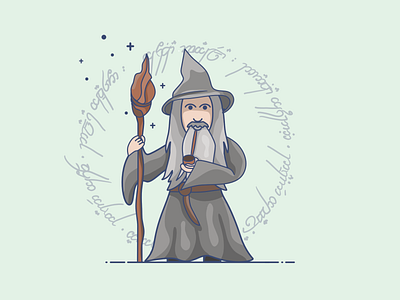 Lord of the Rings: Gandalf affinity character character design character illustration digital art fantasy flat flat illustration flat vector green icon icon design illustration lord of the rings tolkein vector vector design vector graphic vector graphics wizard