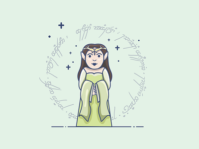 Lord of the Rings: Arwen affinity character digital art elf fantasy flat girl green icon icon design illustration lord of the rings lotr magic mystical princess vector vector art vector graphic