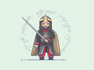Lord of the Rings: Aragorn affinity aragorn battle character digital art fantasy flat graphics green icon icon design illustration king lord of the rings lotr soldier sword vector vector graphic warrior