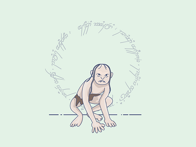 Lord of the Rings: Gollum and Smeagol character character design digital art evil fantasy flat vector green horror illustration lord of the rings lotr vector vector graphic villain