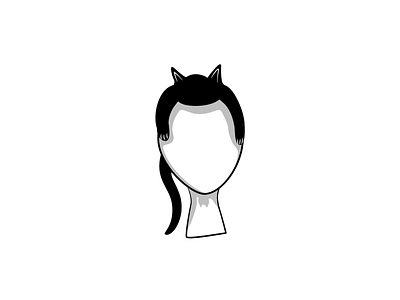 Furstyle - Low Ponytail black and red black and white cat character digital art digital illustration feline flat flat design hair hairstyle icon icon design illustration kitty minimalism simple clean interface surreal vector vector graphic