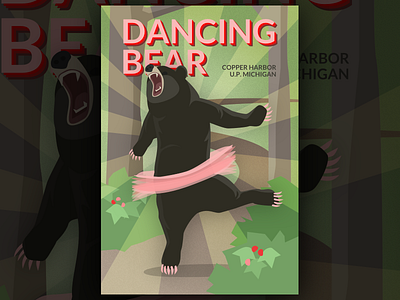 Dancing Bear Trail Poster ballet bear dancing design illustration poster roar sketch