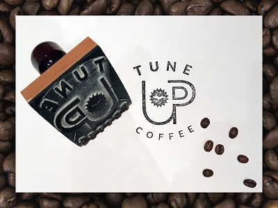 Tune UP Coffee Stamp black and white brand branding caffeine coffee design lockup logo stamp up