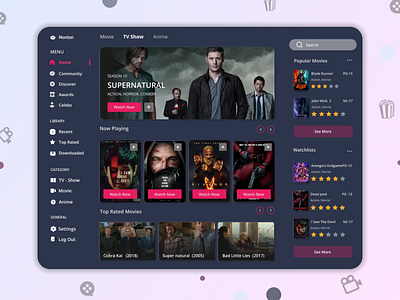 Movie Streaming Web app dark theme ui ux