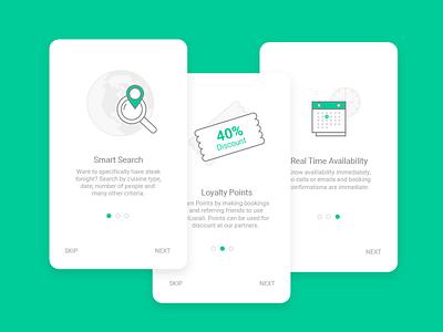 Onboarding walkthrough screens app card design icons onboarding walkthrough