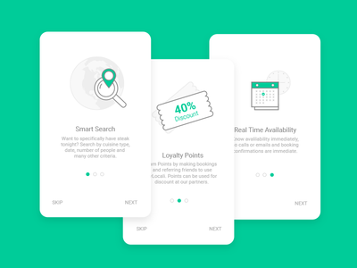 Onboarding walkthrough screens