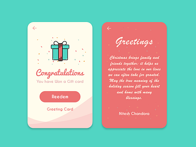Christmas gift and greeting card card christmas gift greeting illustration mobile ui