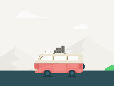 Travel_series #1 Road Trip bus design flat icon illustration road travel trip vector