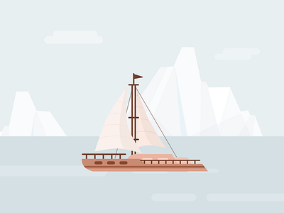 Travel_series #2 Ship boat cold illustration landscape sailer sea ship travel vector water winter
