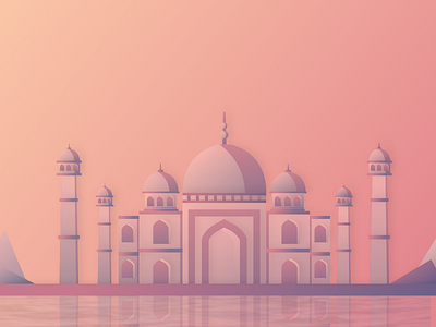 Taj Mahal Illustration agra freebie gradient illustration india taj mahal vector
