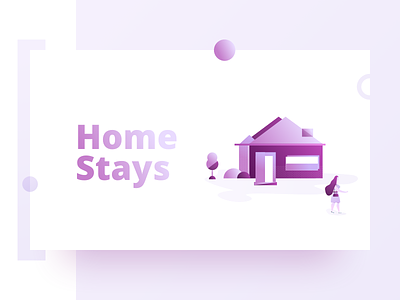 Homestays Illustration design dribbble gradient home homestays house illustration minimal pink travel vector