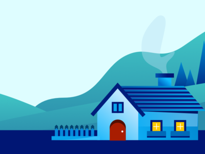 Cottage app booking cottage gradient home house illustration minimal travel type