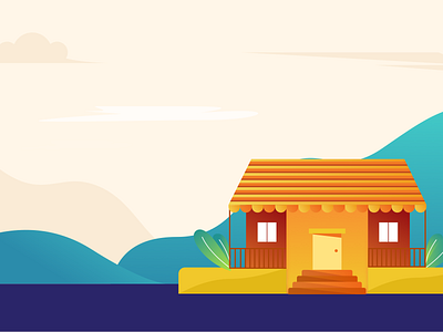 Homestay app city design gradient home house illustration india minimal stay travel ui village