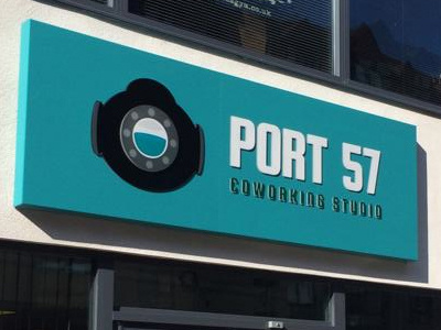 The new sign in place... design graphic port57 sign