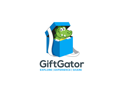 Gift Gator Logo Design box branding cartoon cartoon character crocodile gator gift gift logo illustration illustrator logo mascot mascot character mascot design mascot logo vector