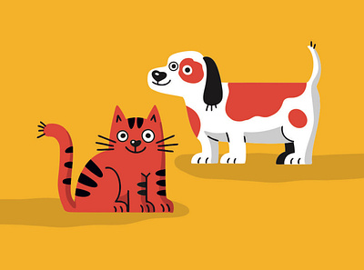 Illustration of dog and cat for packaging pet products cat character cute cute illustration design digital dog doggy flat flat design flat illustration flatdesign illustrator kitty package packaging design pet pet care petshop vector