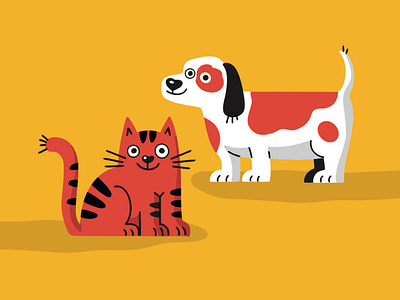 Illustration of dog and cat for packaging pet products