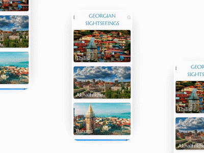 GEORGIAN SIGHTSEEINGS akhaltsikhe checkingeorgia design georgia tourism georgian georgian sightseeings gncorp illustration kutaisi mobile design sighseeings spendyourtimeingeorgia tbilisi tourist tourist app touristmap uiux uiuxdesigner vector