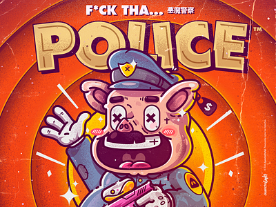 F*ck Tha Police art beauty character color cool crazy creative design illustration pig police venezuela