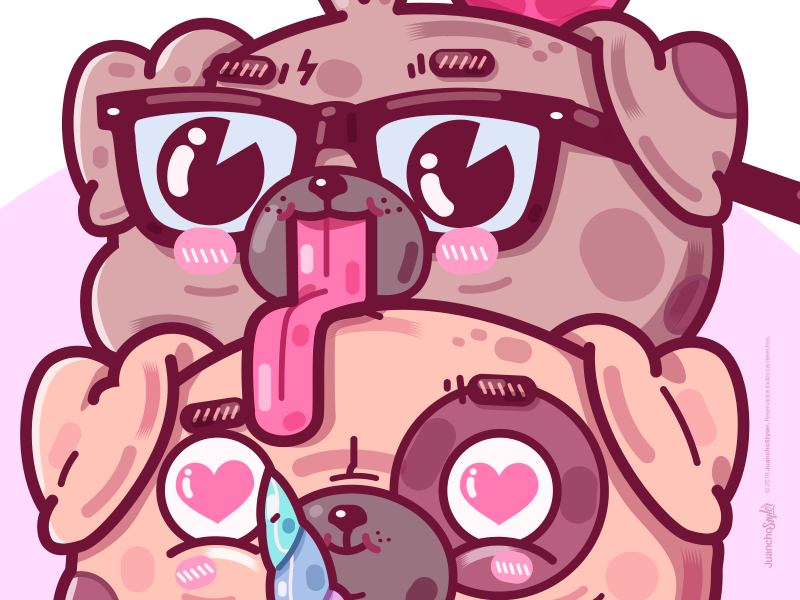 Pug's Cream. heart unicorn cute beauty character venezuela art creative cool color illustration design dogs pugs