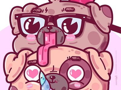Pug's Cream. art beauty character color cool creative cute design dogs heart illustration pugs unicorn venezuela