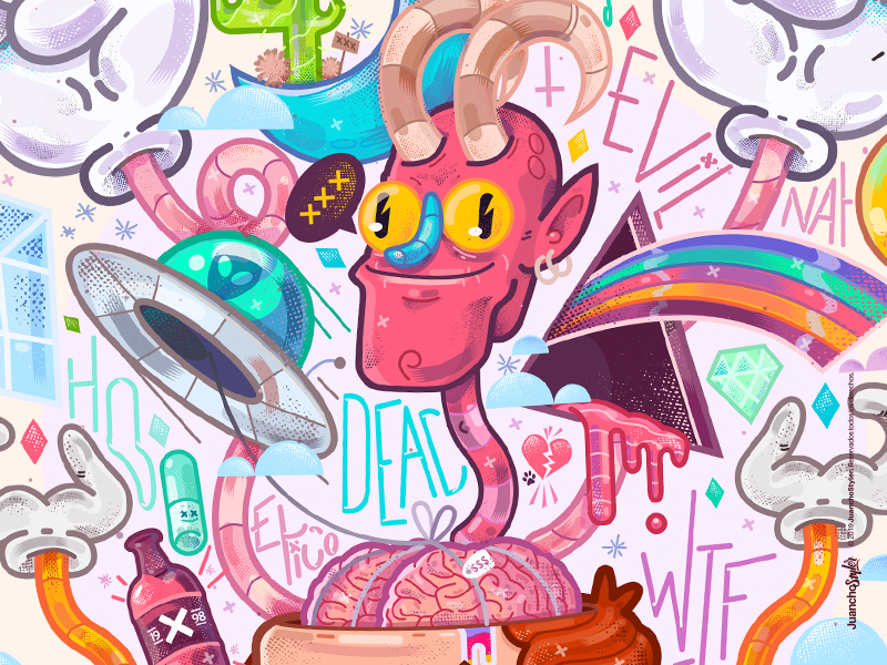 Imaginary Problems. evil ovni ufo brain boy blue relax abstract cute crazy character beauty venezuela art cool creative color illustration design
