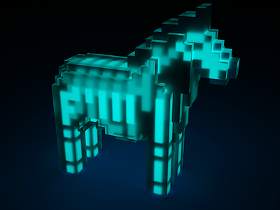 Dalecarlian horse voxel 3d bones horse pixel pixelated voxel x-ray