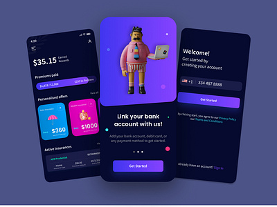 Rewards Wallet Insurance App - Cred App app design 2021 app ui concept creative design cred app insurance 2021 insurance app rewards app ux wallet app