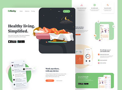 Landing page design for a Fitness app design fitness fitness app fitness app landing page minimal ux web website