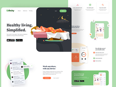 Landing page design for a Fitness app