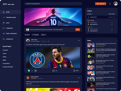 Redesign of Goal.com design football dashboard goal.com leomessi messi news app newsdashboard redesign sportsnews ui ux website