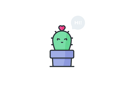 Cactus 🌵 cactus character heart icon illustration