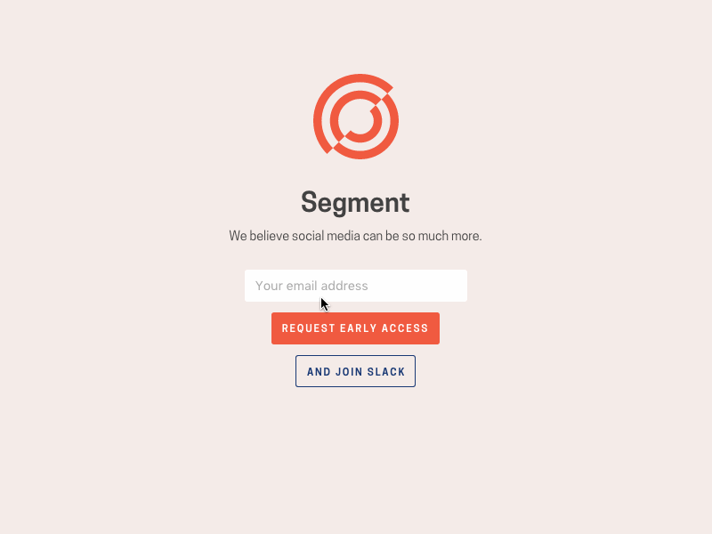 Segment Early Access Email Sign Up Form