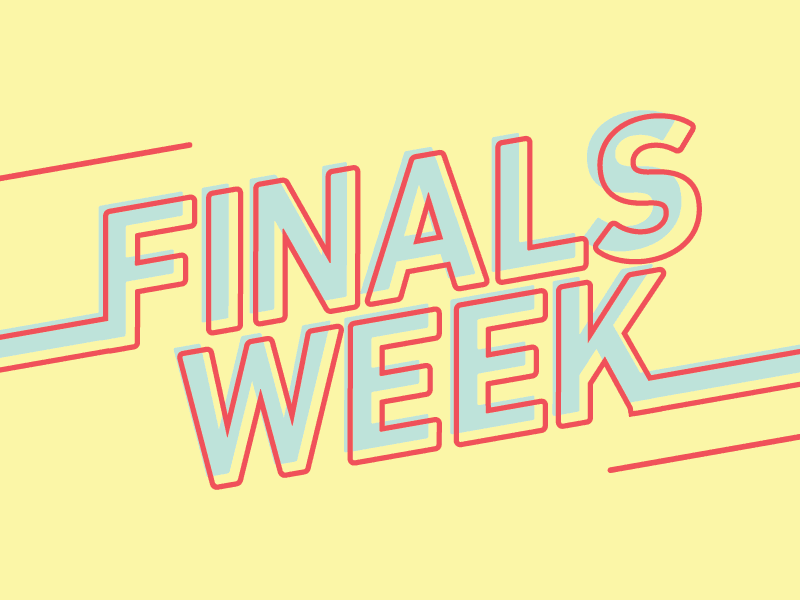 Finals Week blue din next green motion red typography yellow