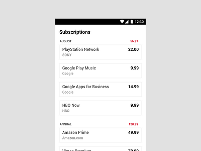 My Subscriptions - Revisit design material ui