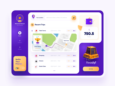 Online Taxi Dashboard Concept 🚕 3d app app design app ui car clean clean ui dashboad design map minimal minimalism online taxi trend trip ui uidesign wallet web