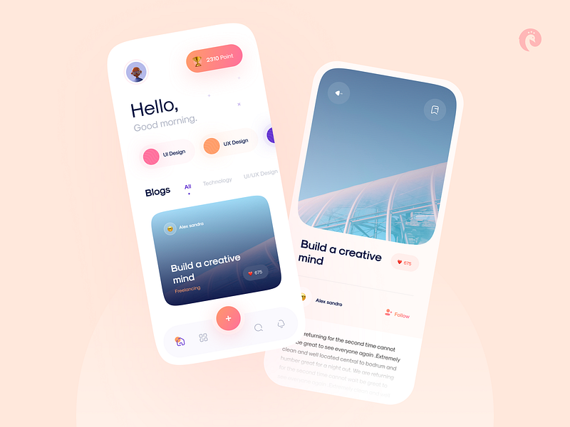Blog reading app concept 📚 by MoRas for Piqo Design on Dribbble