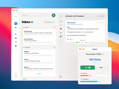 Spark Redesign Concept ✌🏻 app app design app ui charts clean clean ui design email email design inbox mailbox minimal minimalism mobile notifications personal spark ui uidesign