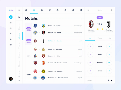 Sports Live Web UI Animation ⚫️⚪️ animation app app design app ui chart chat clean clean ui design football interaction live live chat mobile players sport sports ui uidesign web