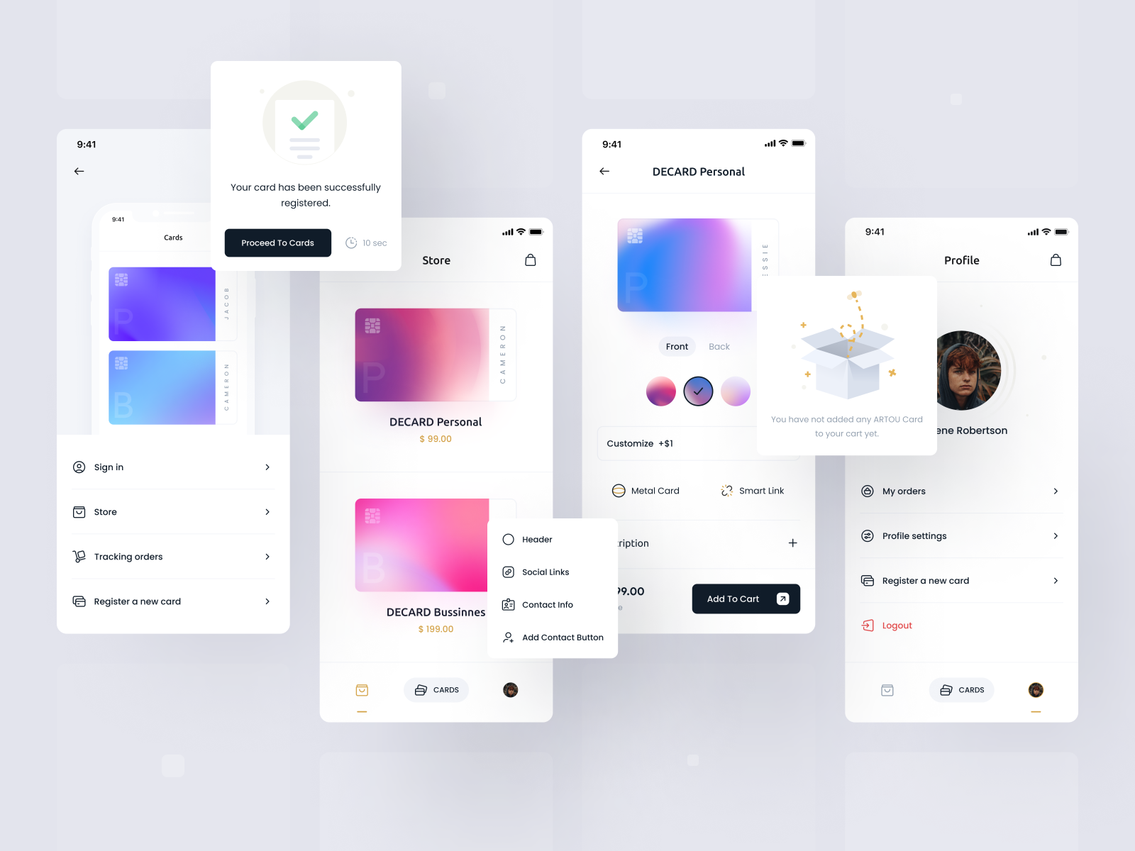 DECARD Mobile App Design - by MoRas for Echo on Dribbble