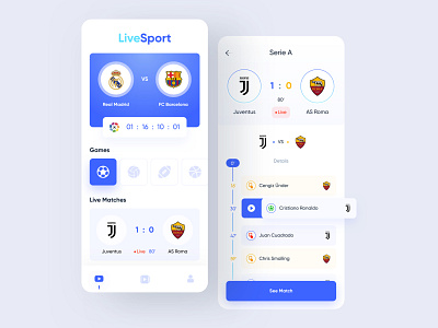 LiveSport App ⚽️🏈 app app design app ui clean clean ui design football football app live minimal minimalism minimalist minimalistic sport sport app sports ui uidesign ux