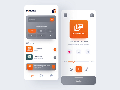 Podcast App 🎧🎼 app app design app ui clean clean ui design minimal minimalism mobile mobile app mobile app ui mobile ui podcast podcast app podcasting podcasts ui uidesign ux