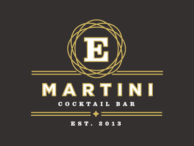 E Martini bar branding cocktail bar e icon identity logo monoline