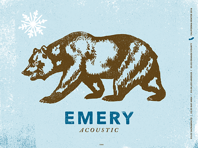 Emery Acoustic—California Winter bear california design poster silkscreen